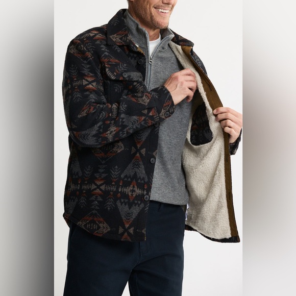 Jachs Mens L Black Gray Aztec Pattern Jacket Southwestern Ranch Cowboy Cabin - Picture 3 of 15